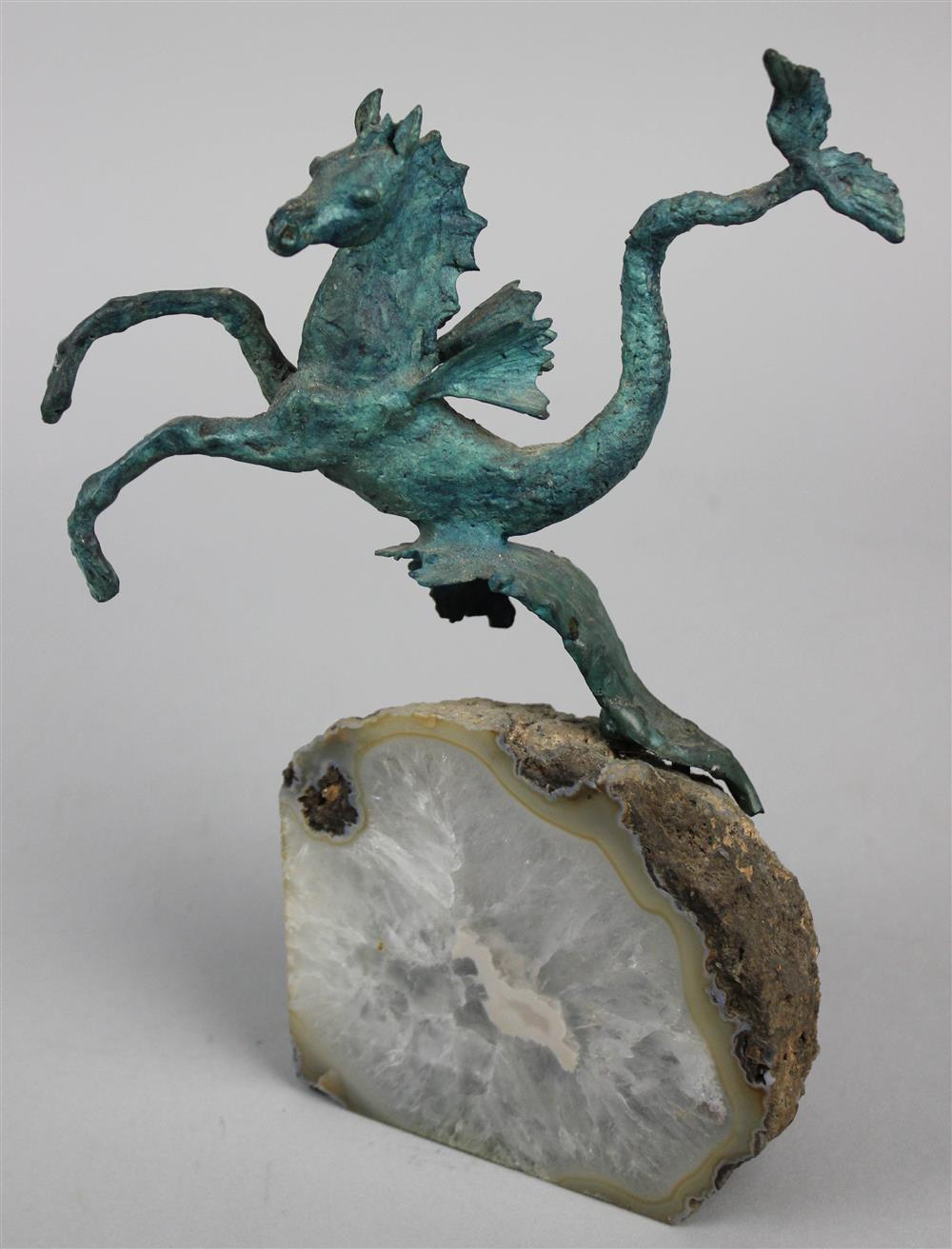 Appraisal: TAUNI DE LESSEPS FRENCH - PATINATED BRONZE MER-HORSE signed Tauni