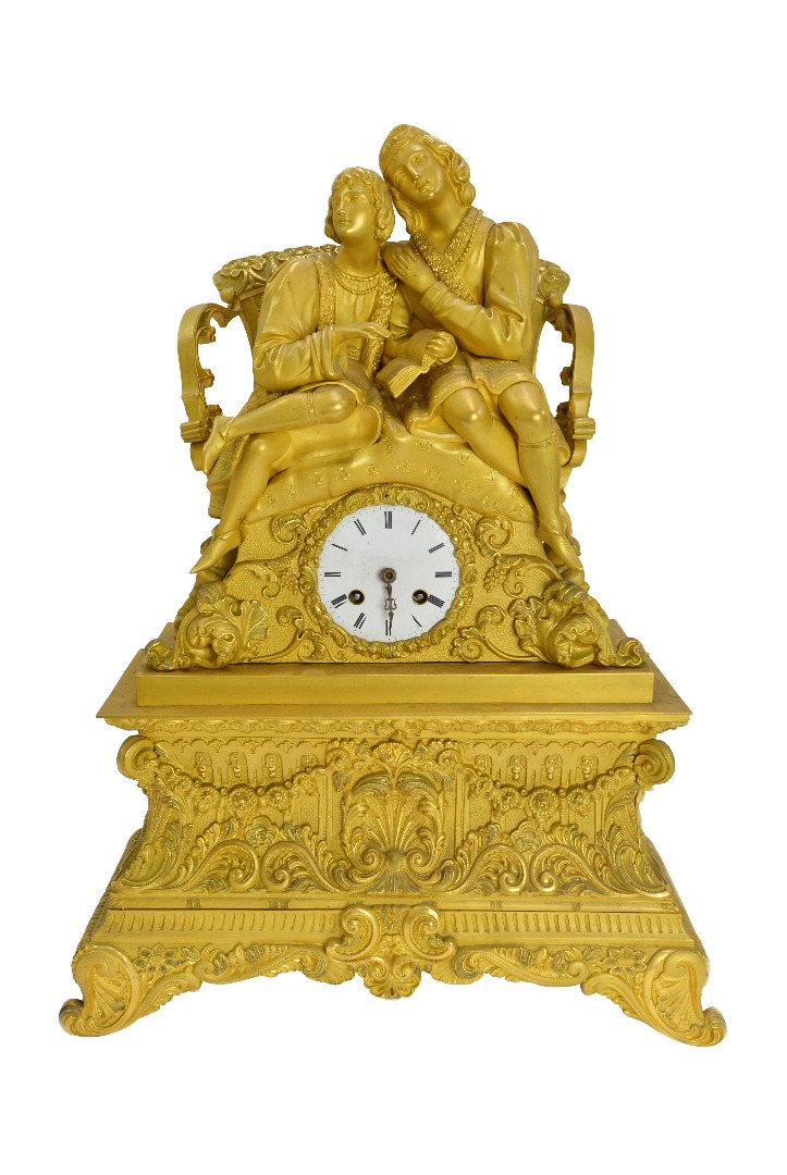 Appraisal: A Louis Phillipe gilt bronze mantel clock surmounted with a