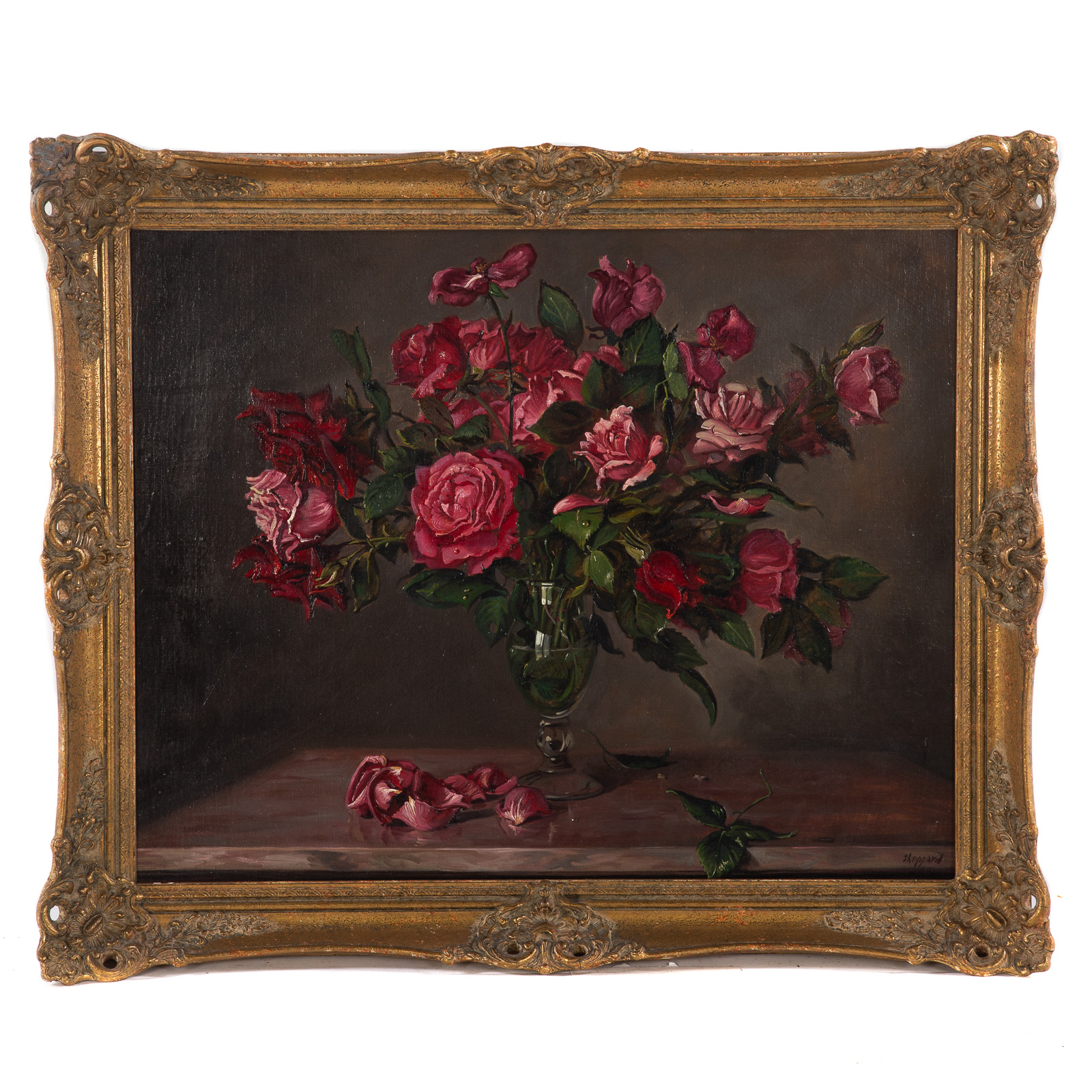 Appraisal: JOSEPH SHEPPARD STILL LIFE WITH RED ROSES OIL American b