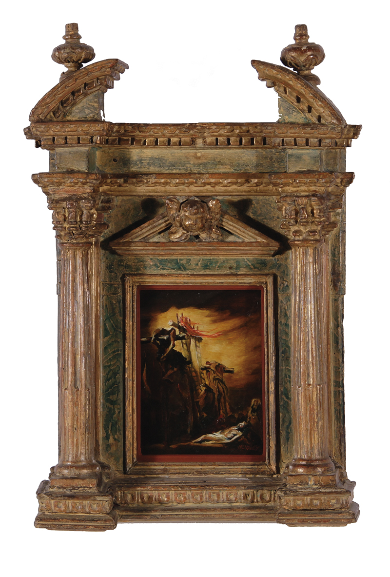 Appraisal: Italian Renaissance style tabernacle frame with painting by Hensley th