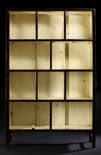 Appraisal: Large Chinese Ebonized Wood Open Display Cabinet late th century