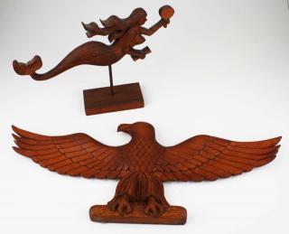 Appraisal: carved wooden eagle crest mermaid weathervane both by by Maurice