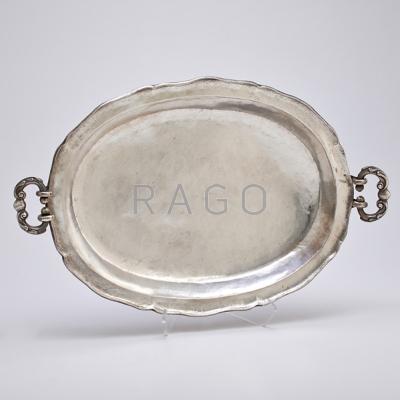 Appraisal: LARGE SOUTH AMERICAN SILVER SERVING BOWL Shallow oval form with