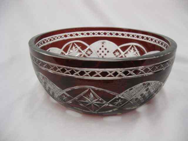 Appraisal: Ruby Cut-to-Clear Bowl beautiful design on thick blank '' diameter