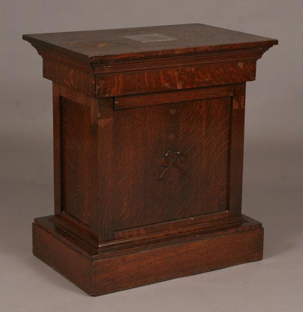 Appraisal: Red Men Lodge mission oak podium with recessed panels blind