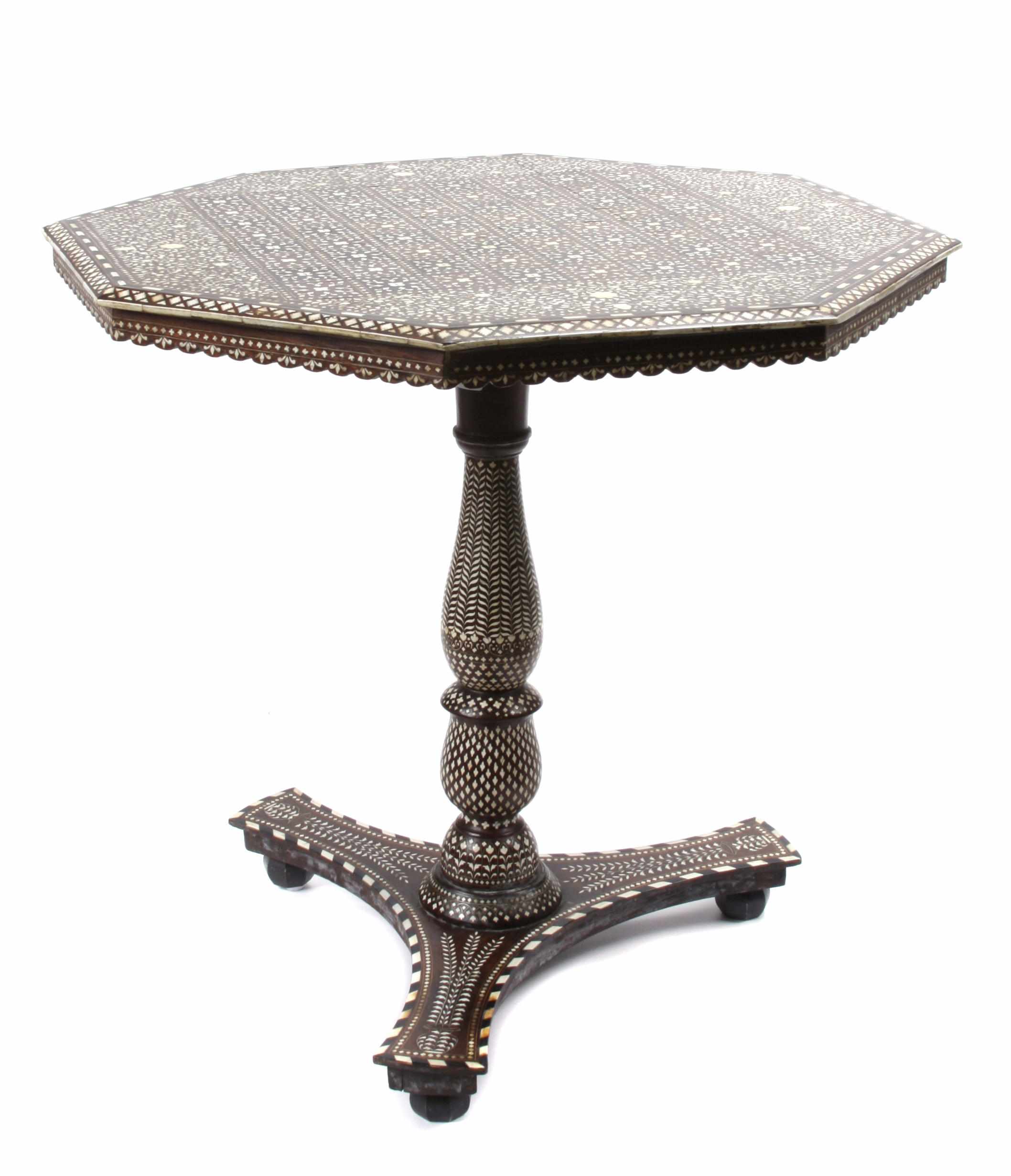 Appraisal: A Levantine bone inlaid hardwood table height in width in