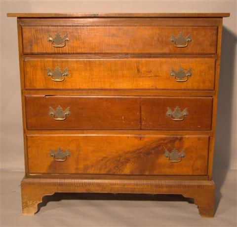 Appraisal: AMERICAN CHIPPENDALE TIGER MAPLE CHEST OF DRAWERS