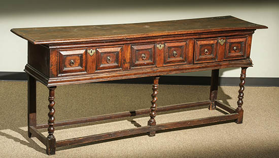 Appraisal: Charles II Oak Welsh Dresser Base Composed of Late th