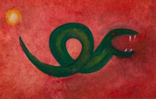 Appraisal: Rufino Tamayo Tempura Snake Painting Rufino Tamayo New York Mexico