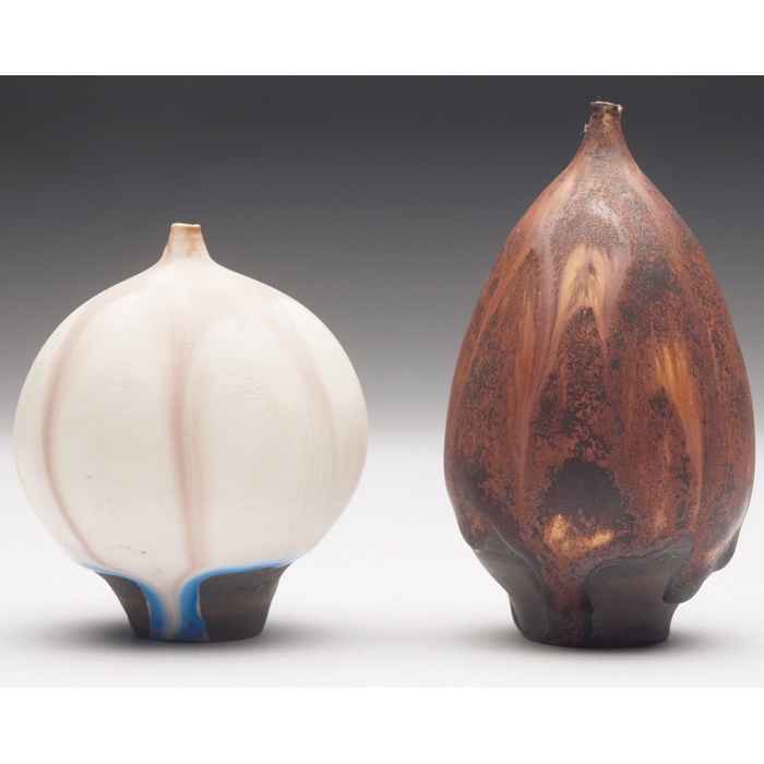 Appraisal: Rose Cabat vase bulbous shape coveredin a tan and blue