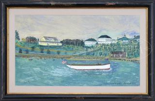 Appraisal: JACK MADDEN American th Century WONDERFUL PRIMITIVE PAINTING OF RANGELEY