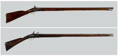 Appraisal: Two English flintlock muskets both brass mounted one with in