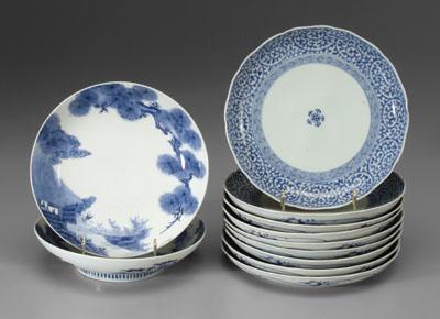 Appraisal: Japanese blue and white porcelain two Nabeshima-style bowls figures in