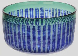 Appraisal: Christopher Williams b blown glass bowl mottled blue color on