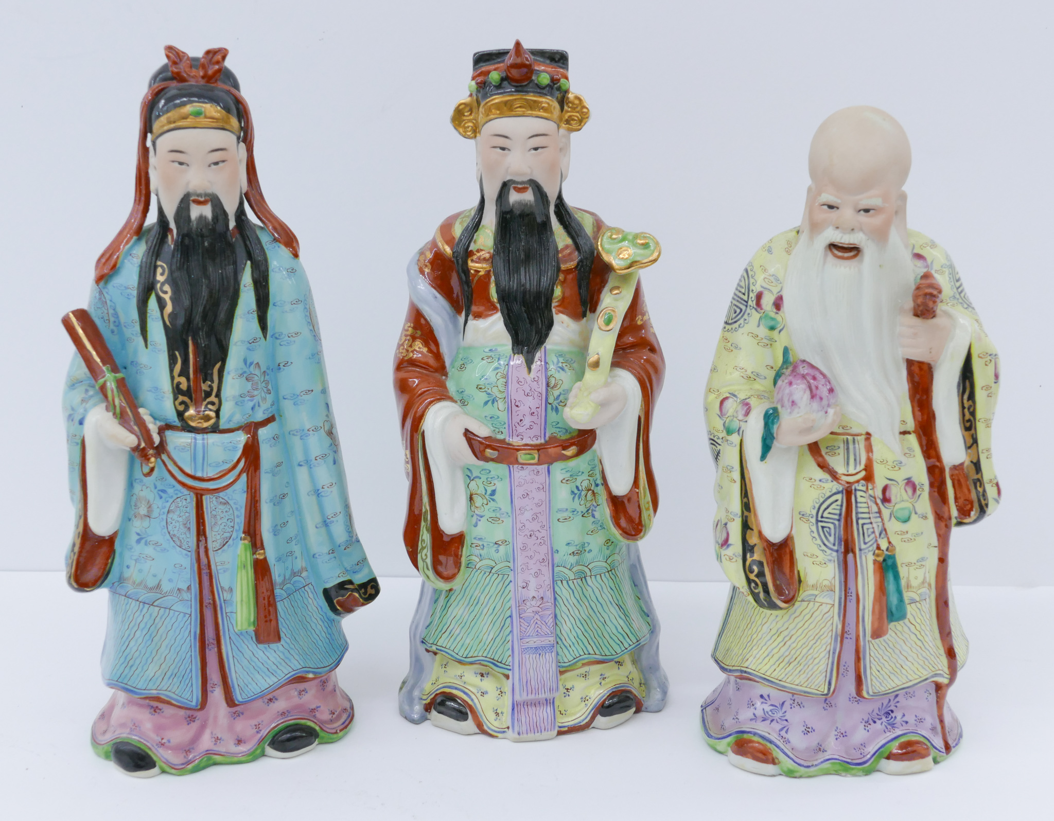 Appraisal: Set Chinese Republic Porcelain Star Gods '' to '' Polychrome