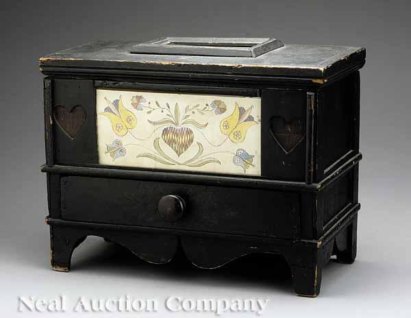 Appraisal: An American Painted Pine Miniature Dower Chest mid- th c