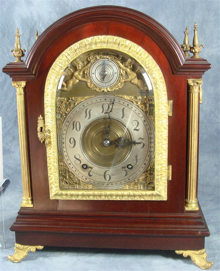 Appraisal: Tiffany Co bronze mounted mahogany bracket clock back plate marked