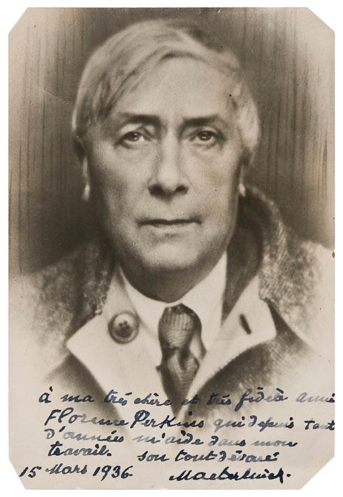 Appraisal: MAETERLINCK Maurice Inscribed photograph Portrait photograph of Maeterlinck inscribed to