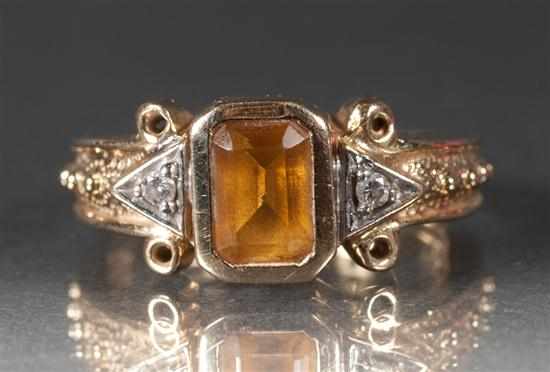 Appraisal: Lady's K yellow gold diamond and orange citrine ring size