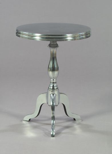 Appraisal: Contemporary Polished Steel Occasional Table of Queen Anne form the