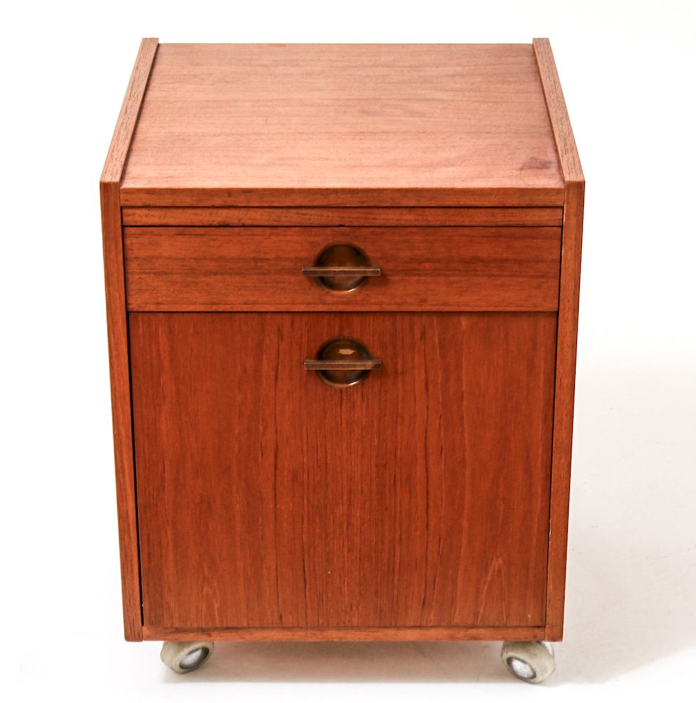 Appraisal: W B Mobler Danish Modern Teak Rolling Cabinet W B