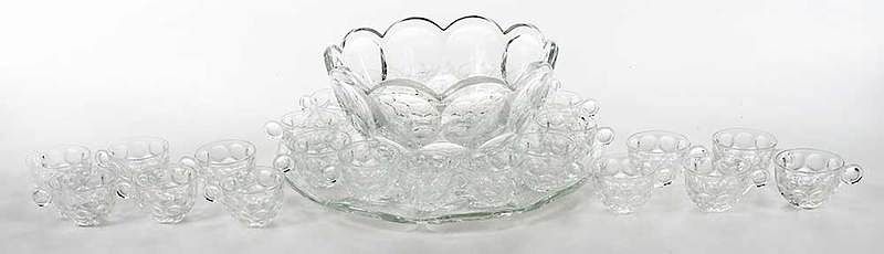 Appraisal: Heisley Whirlpool Clear Glass Punch Service for American - pieces