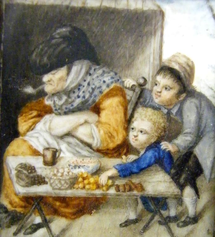 Appraisal: Early th century American Miniature School - two boys stealing