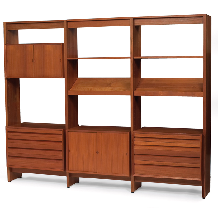 Appraisal: Poul Cadovius CADO wall unit Denmark teak three bays formed