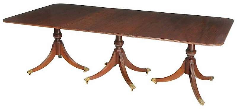 Appraisal: Regency Style Mahogany Three Pedestal Table th century each top