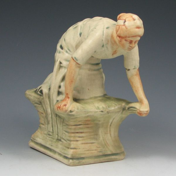 Appraisal: Weller Muskota kneeling woman figure Unmarked Mint tall