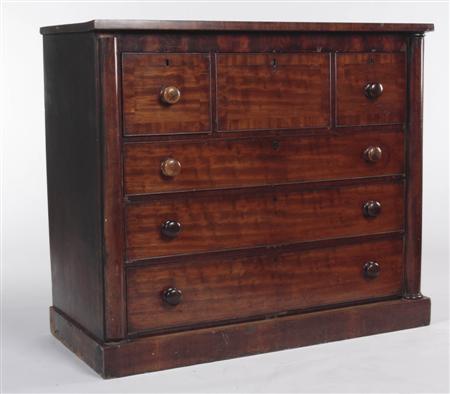 Appraisal: A th century mahogany Scotch chest the rectangular top over