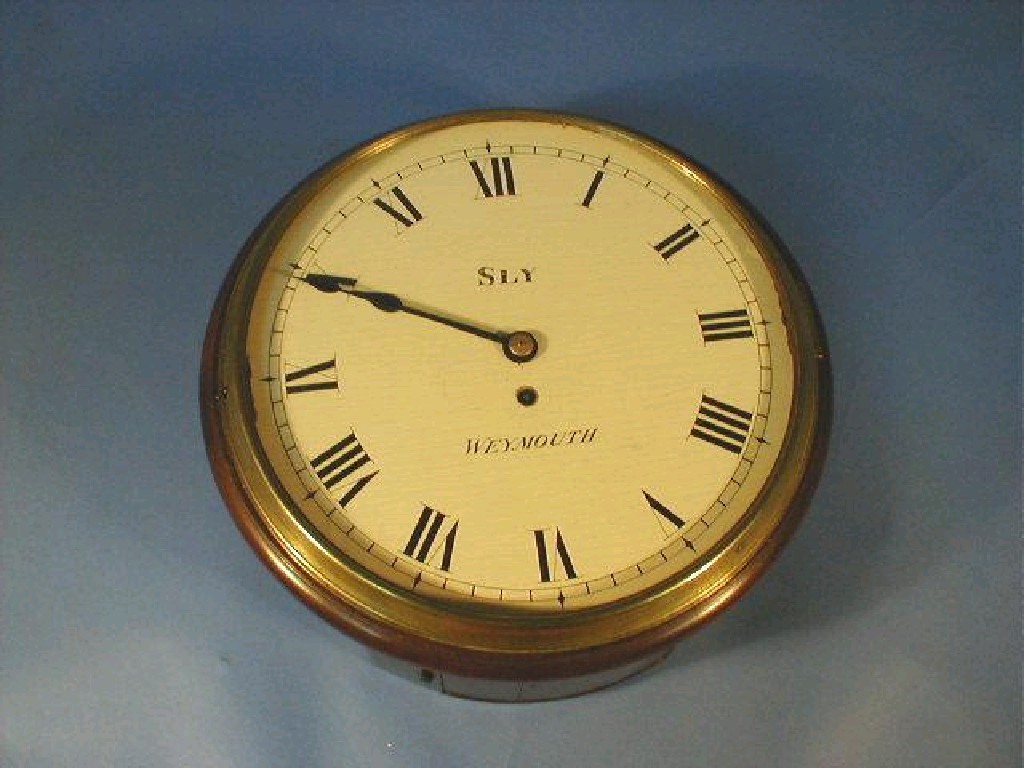 Appraisal: A thC single fusee wall clock with painted dial wooden