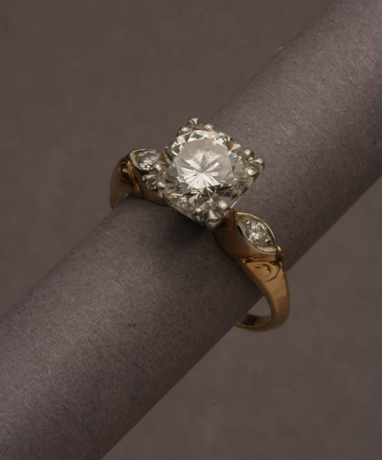 Appraisal: Lot Property of Various Owners -Karat Yellow and White-Gold Solitaire