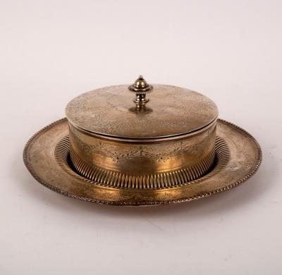 Appraisal: A Victorian silver butter dish Sheffield of circular lidded form