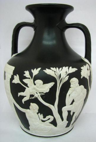 Appraisal: Wedgwood Black Jasper Dip Portland Vase England th century applied