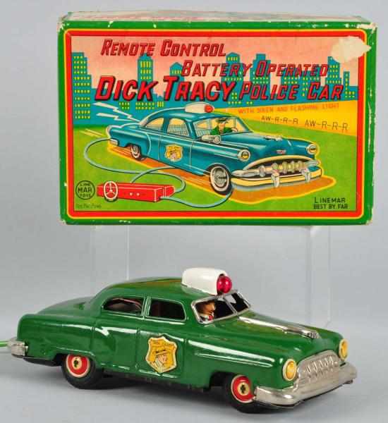 Appraisal: Tin Linemar Dick Tracy Police Car Wind-Up Toy Description Japanese