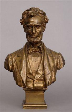 Appraisal: GEORGE E BISSELL BUST OF ABRAHAM LINCOLN Gilt bronze with