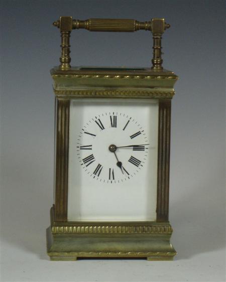 Appraisal: A brass cased carriage clock the movement striking on a