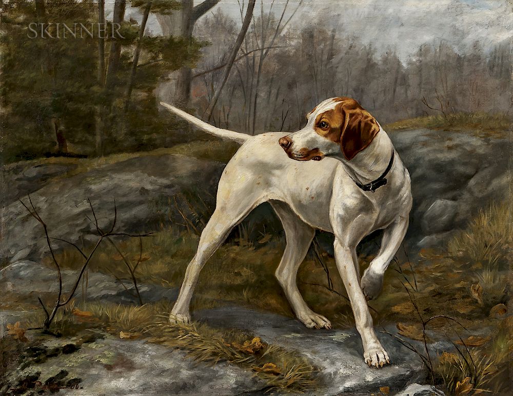 Appraisal: Alexander Pope American - Pointer on Duty in the Woods