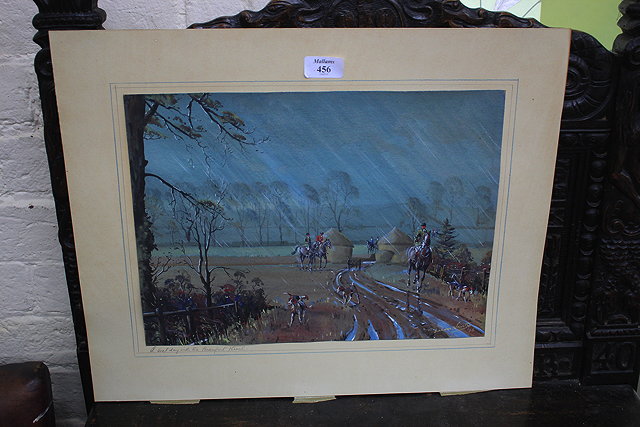 Appraisal: GRAHAM SMITHHunting scene gouache on paper dated cm x cm