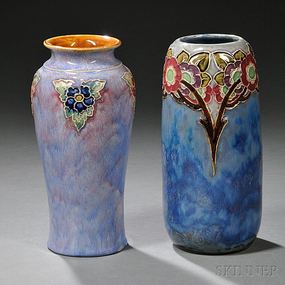 Appraisal: Two Royal Doulton Stoneware Vases England early th century a