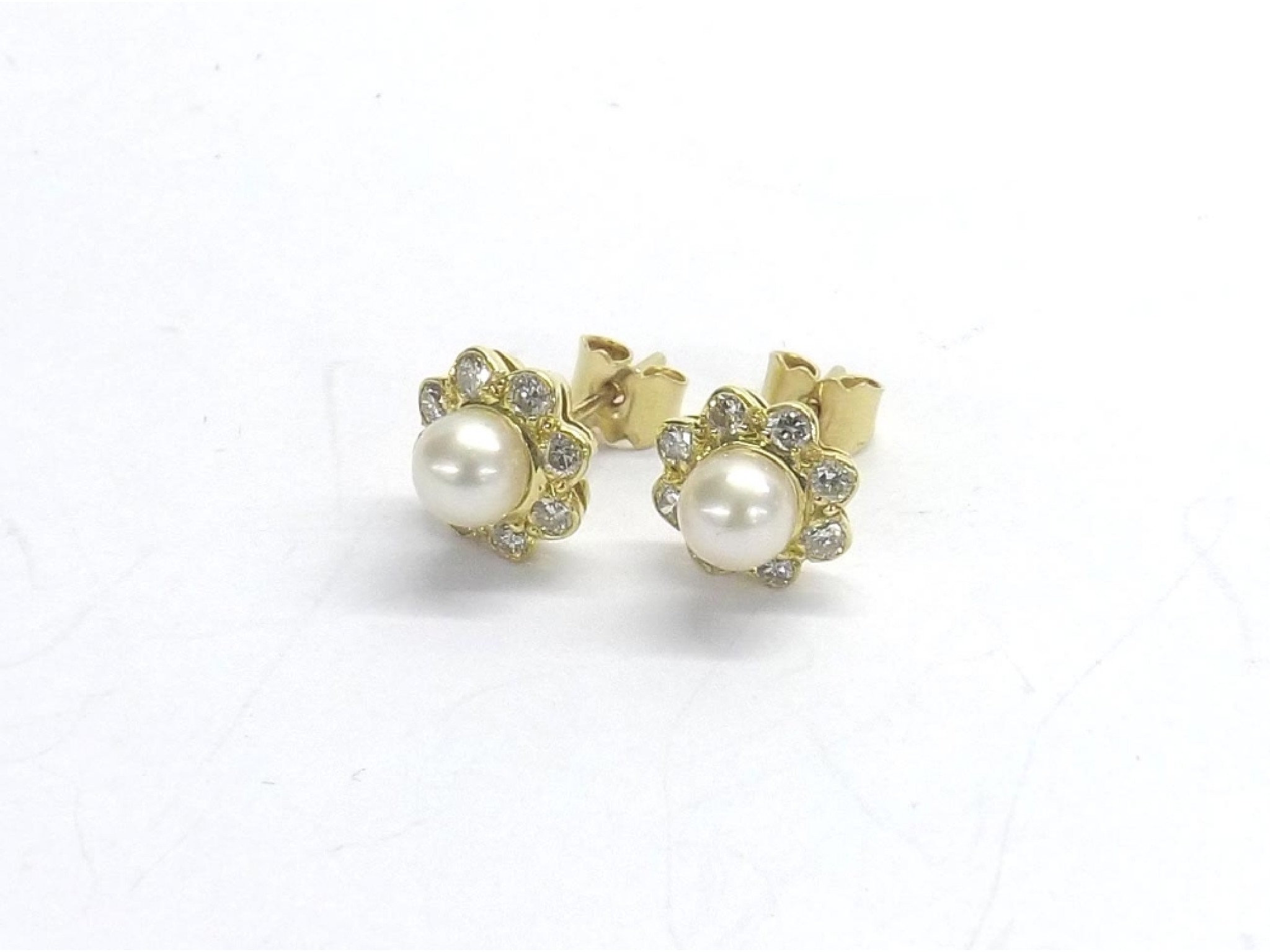 Appraisal: Pair of Boodles ct cultured pearl and round-brilliant cut diamond