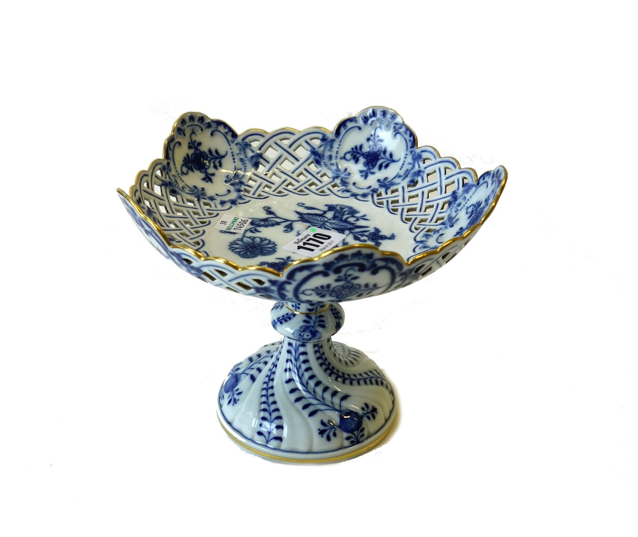 Appraisal: A late Meissen blue and white onion' pattern part dessert