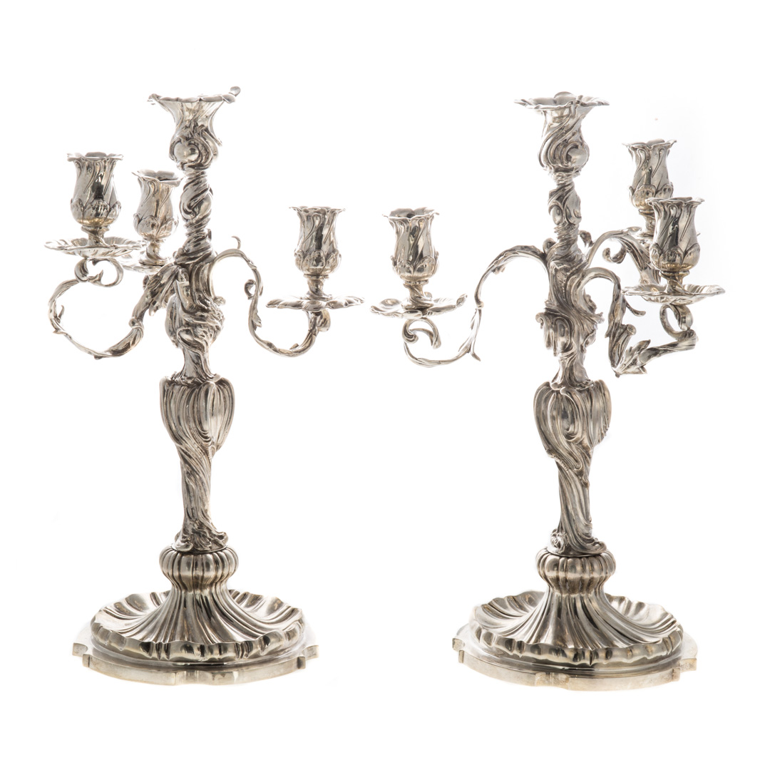 Appraisal: Pair Art Nouveau silver -light candelabra Ed Wollenweber German silver