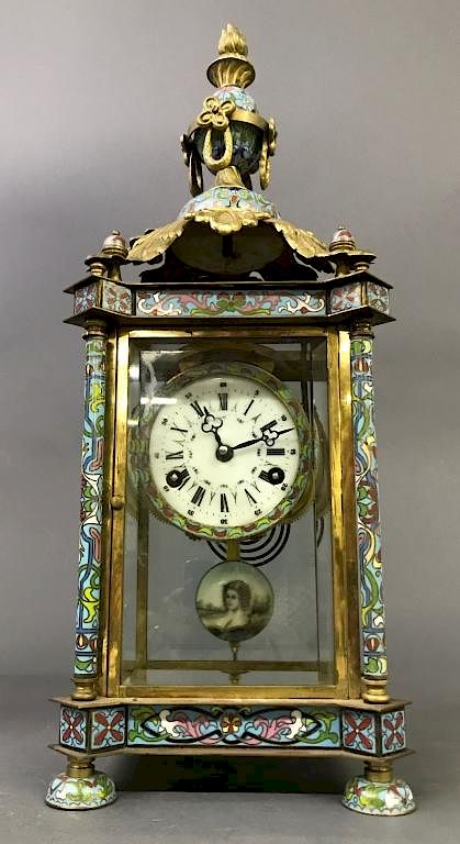 Appraisal: Chinese Cloisonn Clock Chinese cloisonn clock th c labeled made