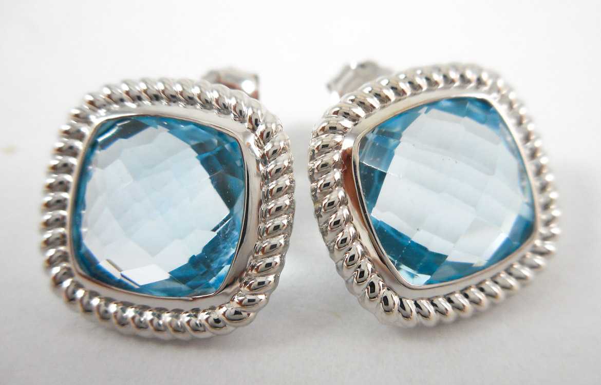 Appraisal: PAIR OF BLUE TOPAZ AND WHITE GOLD EARRINGS each k