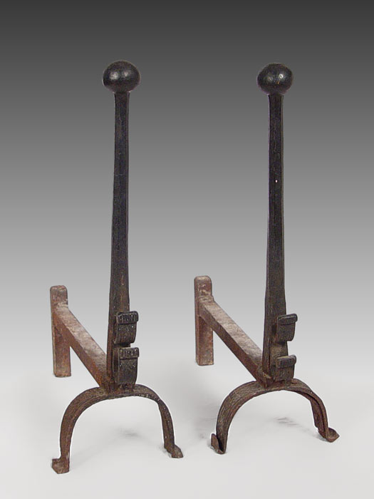 Appraisal: TH CENTURY ENGLISH CAST IRON ANDIRONS Worn Celtic twist design