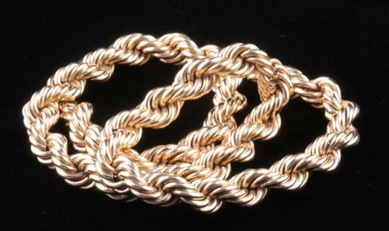 Appraisal: K YELLOW GOLD ROPE CHAIN NECKLACE - W mm L