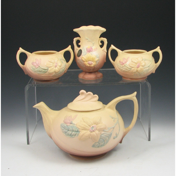 Appraisal: Hull Magnolia Matte - Teapot Sugars Vase Lot of four