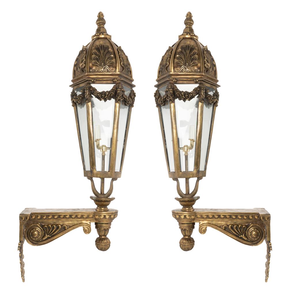 Appraisal: PAIR OF NEOCLASSICAL-STYLE GILT METAL WALL LIGHTSunsigned each with three